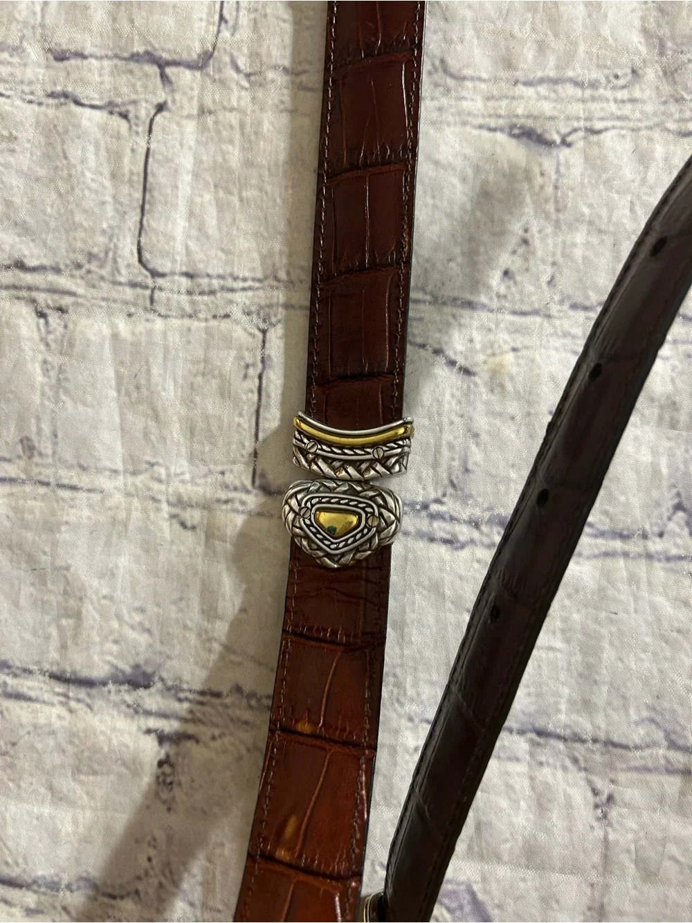 BRIGHTON CLASSICS AND REVERSIBLE BLACK & BROWN CROC EMBELLISHED BUCKLES BELTS S